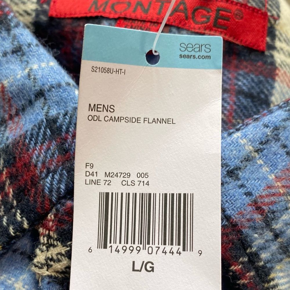 Montage Flannel, Size Large, Mens warm flannel button up shirt , long sleeve NWT - Picture 5 of 6